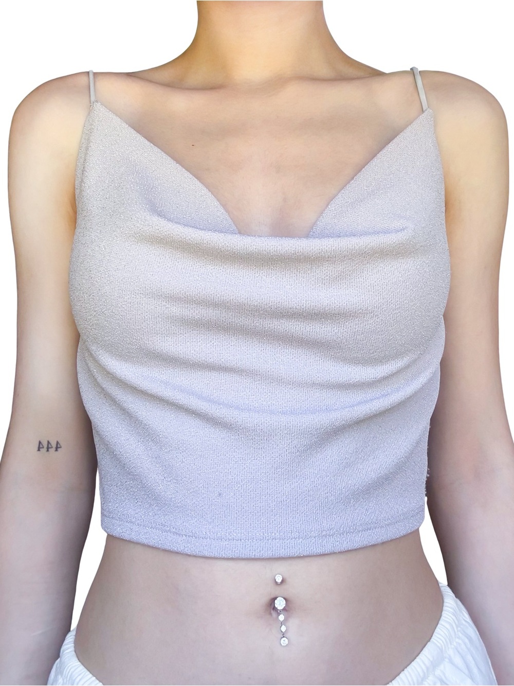 GARAGE Crop Top with Spaghetti Strap in Purple with Glitter Size S GUC